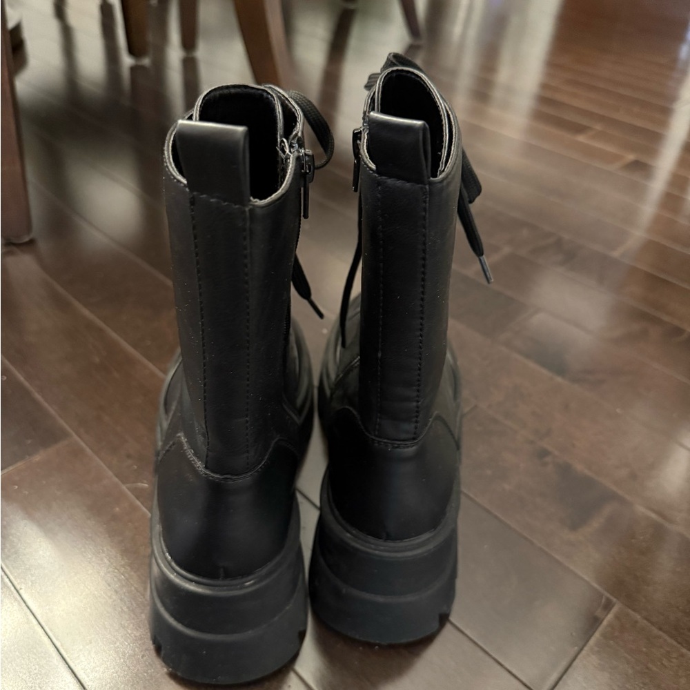 Design Lab Black Lace-Up Moto Boots - Picture 2 of 6